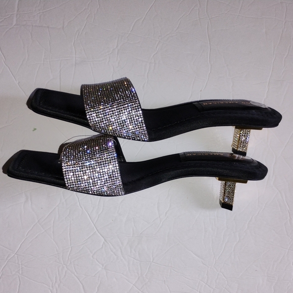 NEW Good American Kickstand Slide Mules‎ Rhinestone Glam Size 7.5 - Picture 2 of 3